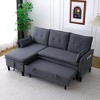 78.35'' Cotton-Linen L-Shaped Reversible Chaise Sectional Sofa with Built-In Storage, Includes 5 Pillows - 3 of 4