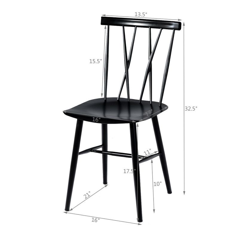 Costway Set of 2 Dining Side Chairs Chairs Armless Cross Back Kitchen Bistro Caf, 2 of 11
