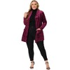 Agnes Orinda Women's Plus Size Velvet Open Front Cardigans with Pockets - 3 of 4