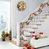 6 ft Pink Christmas Garland with 20 LED Lights,Prelit Xmas Garland for Mantle with Timer Poinsettia Flowers - 4 of 4