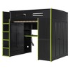 Merax Full Size Loft Bed with Desk, Wardrobe, RGB LED Lights & USB Charging Port – Stylish Black Frame with Multi-Storage Space for Game Lovers - 3 of 4