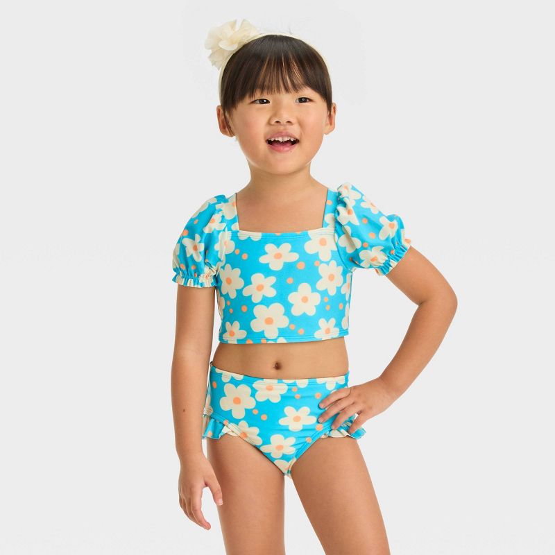 Toddler Girls' Puff Sleeve Bikini Set - Cat & Jack™, 1 of 9