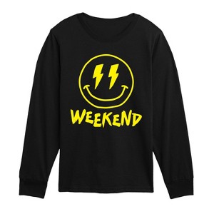 Boys' - Instant Message - Weekend Smile Face Long Sleeve Graphic T-Shirt - 1 of 4