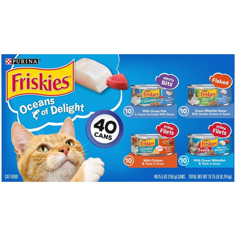 Friskies Oceans of Delight Fish Flavor Wet Cat Food - 5.5oz/40ct Variety Pack, 4 of 7