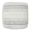HomeRoots 18" Cream Cotton Striped Pouf Ottoman - 4 of 4