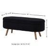 Itopfox Elegant Oval Entryway Bench with Wood Legs, Upholstered Cozy Teddy Fabric Storage Ottoman for Living Room & Bedroom - 2 of 4