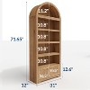 71" Tall Arched Book Shelf, 6-Tier Freestanding Bookshelf with Drawer and Open Display Shelves, Mid Century Modern Arched Bookcase for Living Room - 2 of 4