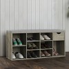 Shoe Racks Bench with Drawer and Cushion, Weathered Gray Shoe Racks Entryway Organizer with Cubbies and Seating-The Pop Home - 2 of 4