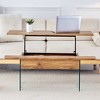 VYNXARIA Multifunctional Lift Top Coffee Table -Light Wood Color Grain Sticker.Tempered Glass Legs,Lift Top Feature,for Living Rooms And Office - 4 of 4