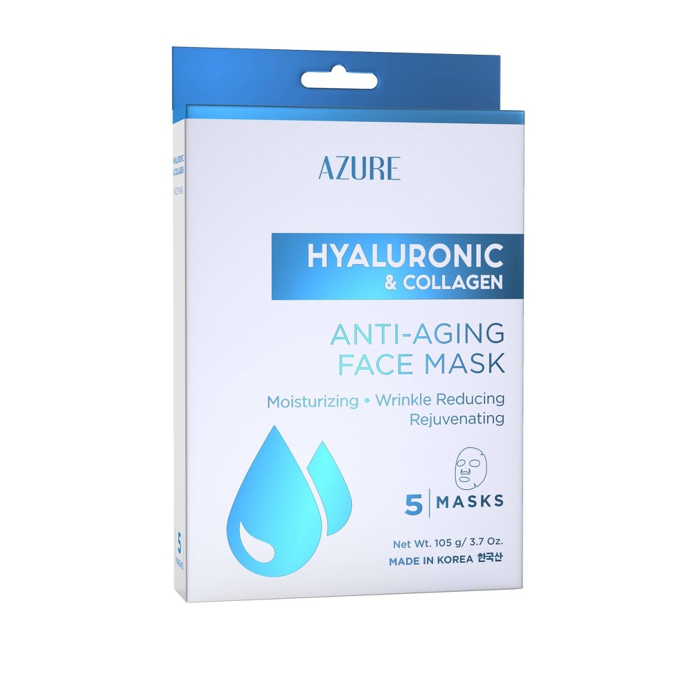 Photos - Cream / Lotion Azure Skincare Hyaluronic and Collagen Sheet Mask - 5ct