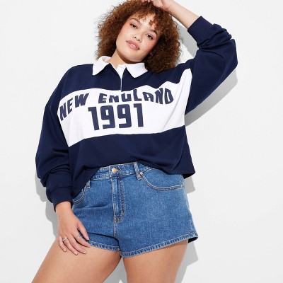 Women's Long Sleeve Graphic Jersey Polo T-Shirt - Wild Fable™