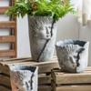 VisioGear 2Pcs Sleep Face Accent Planter, Modern Design for Indoor and Outdoor Spaces, Antique Gray, 6.5"*6"*8.5" - 2 of 4