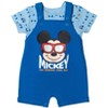 Disney Mickey Mouse Baby French Terry Short Overalls T-Shirt and Hat 3 Piece Outfit Set Newborn to Infant - 3 of 4