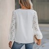 Women's Floral Lace Scalloped V Neck Top - Cupshe - 4 of 4