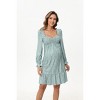 A heart-shaped collar long sleeved printed short maternity dress with leopard green print (print) Leopard green print_XXL - 4 of 4