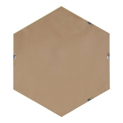 Walnut Brown Hexagon Wall Mirror with Wood Frame