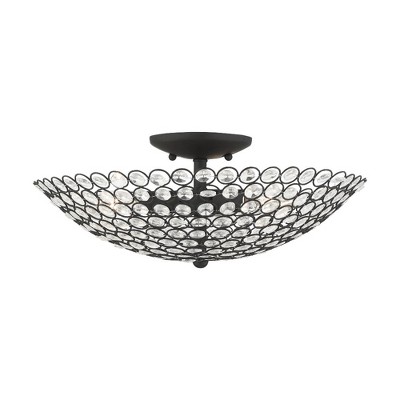 Livex Lighting Cassandra 3 - Light Semi-Flush Mount in  Black