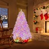 Costway 6 FT Flocked Artificial Christmas Tree Hinged with 350 LED Lights 808 Branch Tips - 2 of 4