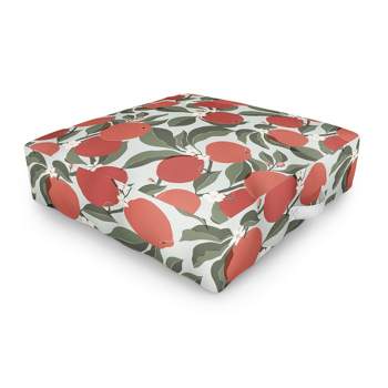 Cuss Yeah Designs Abstract Red Apples Outdoor Floor Cushion - Deny Designs