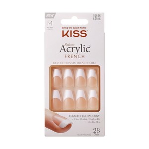 KISS Products Salon Acrylic Medium Coffin French Manicure Fake Nails Kit - Je T'aime - 31ct - 1 of 4