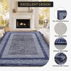 Modern Geometric Bordered Area Rug Non Slip Non Shedding Rug Soft Low Pile Floor Carpet Washable Thin Rug, Contemporary Distressed Rug - 2 of 4