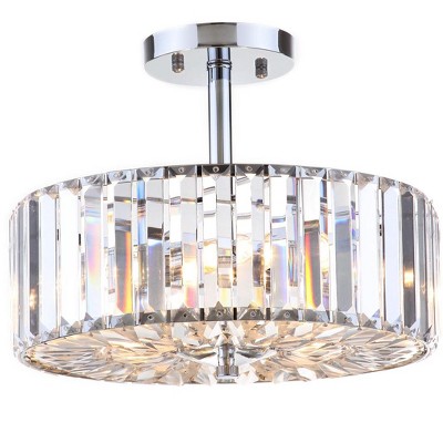 Ariel Contemporary Chrome & Crystal 13.5" LED Drum Ceiling Light