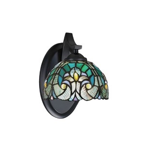 Toltec Lighting Zilo 1 - Light Sconce in  Matte Black with 7" Turquoise Cypress Art Glass Shade - 1 of 1