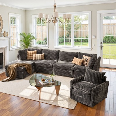 XIZZI Luxury Modular Sectional Sofa Couch, Oversized Cloud Couch for Living Room, Deep Seat Upholstered Sleeper Sofa Set w/ Optional Swivel Chairs