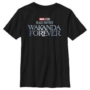 Boy's Black Panther: Wakanda Forever Metallic Movie Logo T-Shirt - 1 of 4