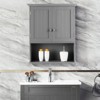 Tangkula Wall Mounted Bathroom Cabinet Medicine Cabinet Storage Organizer with 2 Doors & Adjustable Shelf Grey/White - 2 of 4