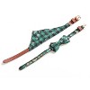 COZONY Pet Christmas Collar & Bandana Set - Green Snowflake Plaid Adjustable Collar with Bow, Triangle Bib Kerchief for Dogs Cats - 4 of 4