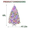 6ft Pre-lit Artificial Christmas Tree Snow Flocked Hinges Tree with 250 Multicolor LED Lights - 4 of 4