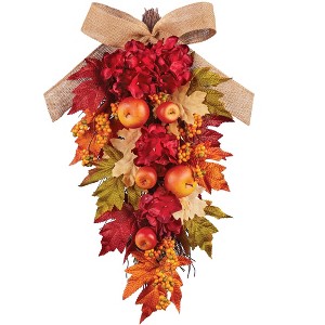Collections Etc Multicolor Autumn Leaves Floral Apple Hanging Swag - 1 of 2