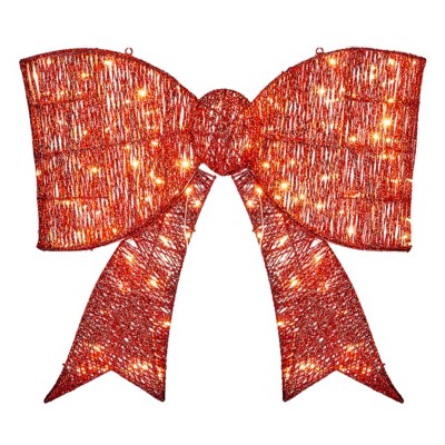 Syemin Decorative Holiday Scene Props Outdoor Giant Bowknot Christmas Decoration for Front Door Gate Wall Holiday Party, Red, 28.3"*4.7"*25.6"