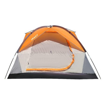 Naysaye Camping Tents 4 Person Family Tent Waterproof Windproof Double Layer with Net Window Rain Fly Portable for Camping, Yellow, 78.7"*78.7"*53.1"