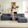 Mjkone L-Shaped Velvet 3-Seater Modular Sectional Sofa With Ottoman, Convertible Sofa Couches with Rivet Trim - 2 of 4