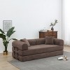 Convertible Sofa Couch with Cylindrical Pillows, Corduroy Folding Floor Sofa with Fixed-Shape Frame for Living Room-Maison Boucle - 2 of 4