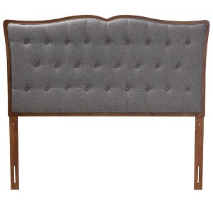 Baxton Studio King Georgia Fabric and Wood Headboard Gray/Walnut Brown: Button-Tufted, Adjustable Height - 1 of 4