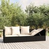 vidaXL Outdoor Sun Lounger with Cushions Black Polyrattan - 2 of 4