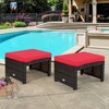 Tangkula 2 PCS Outdoor Wicker Ottoman Patio Rattan Furniture Metal Footrest Seat Square Footstool with Cushion - 2 of 4