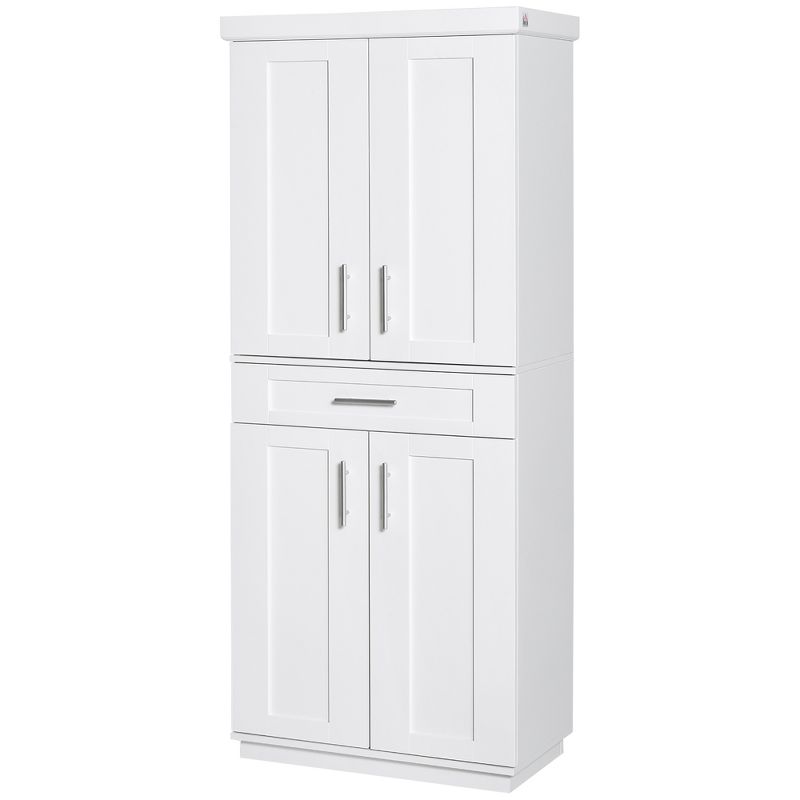 HOMCOM Modern Kitchen Pantry Freestanding Cabinet Cupboard with Doors and Drawer, Adjustable Shelving, 4 of 7