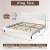 King Size Bed Frame Upholstered King Bed Frame and Headboard, Teddy Soft Boucle Fabric bedframe Soft Cloud Marshmallow Shape Upholstered Headboard - 2 of 4