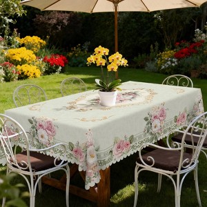 LOVEVOOK Washable Floral Rectangular Tablecloth, Seasonal Round Flower Table Cover for Party Picnic Dinner Christmas Decor - 1 of 4