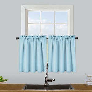 Waffle Weave Waterproof Small Curtain - Decorative Window Cover. Water-Resistant, Easy to Clean & Ideal for Kitchen, Bathroom, RV or Small Spaces - 1 of 4