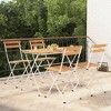 vidaXL Folding Bistro Set Natural wood Solid acacia wood Standard - White 4 Items - 2 of 4
