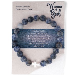 Dicksons Woman Of God Cross Blue One Size Sodalite Brazilian Stone Bracelet On Presentation Card - 1 of 4