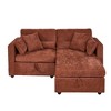 Chenille Upholstered Sectional Sofa, Modern 2-Seat Couch with Right Armrest, Ottoman, Solid Wood & Hardware Feet, Easy Assembly - 3 of 4