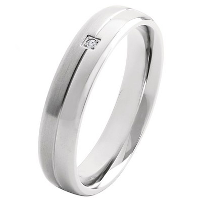 Men's Crucible 0.02 CT. T.W. Round-Cut Diamond Stud Bezel Set Ring in Titanium (H-I-SI2)