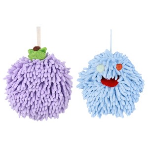 REGALWOVEN 2 Pcs Cute Comfortable Soft Absorbent Chenille Fuzzy Hand Towel - 1 of 4