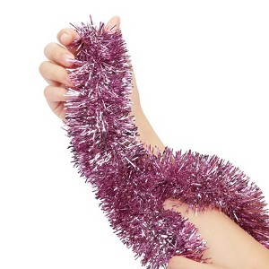 Pink 33FT Metallic Tinsel Garland – Christmas Streamers for Tree, Fireplace, Holiday/New Year/Xmas Party, Wedding & Birthday Decor - 1 of 4